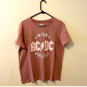 AC/DC Red Short Sleeve Tee with Circular Logo